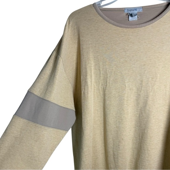 Zegna Sport Striped Long Sleeve Shirt Size Large Tan Cotton Vintage Y2K 90s - Picture 5 of 6